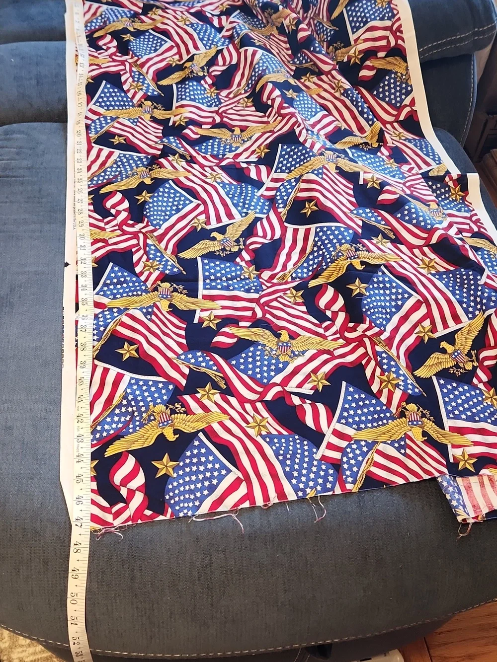 Cranston Vintage Patriotic American Flag Eagle Cotton Fabric - Red, White & Blue